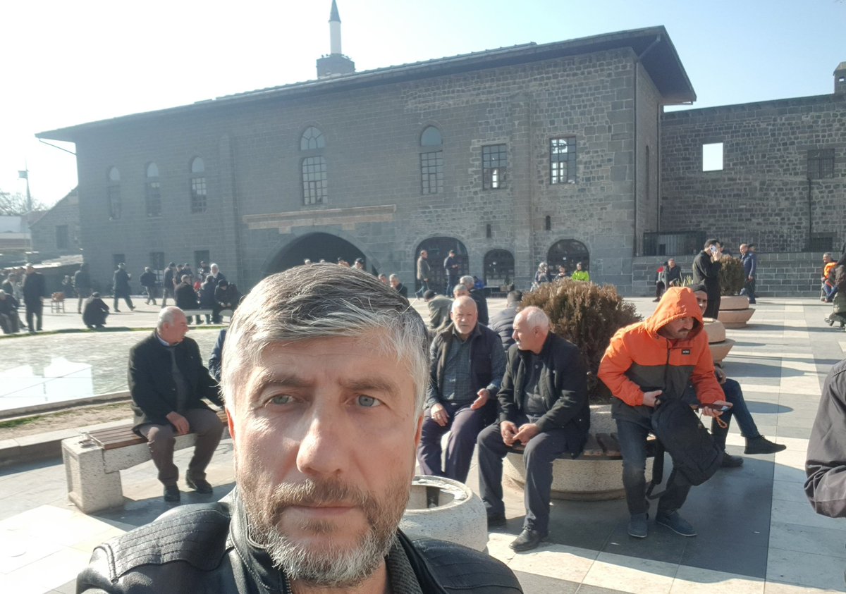 While sitting in front of the Great Mosque in Diyarbekir