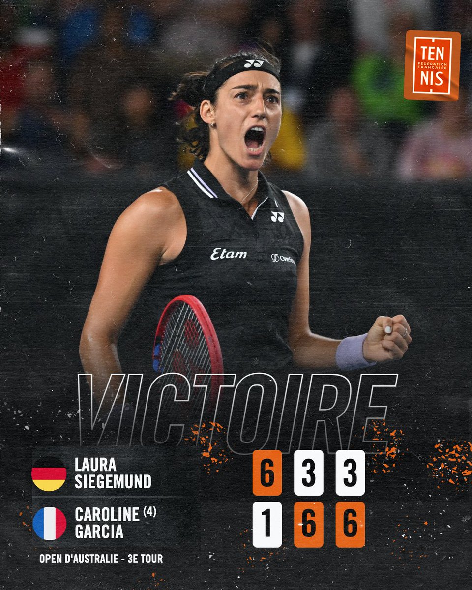FFTennis's tweet photo. 💙 CAROOOOO ! ❤️

On aura eu peur à l'issue du premier set, mais la numéro 4 mondiale a su réagir et va chercher son billet pour les huitièmes de finale ! 

Let's go !!! 

#AusOpen #AO2023 https://t.co/I2S4l96pc7