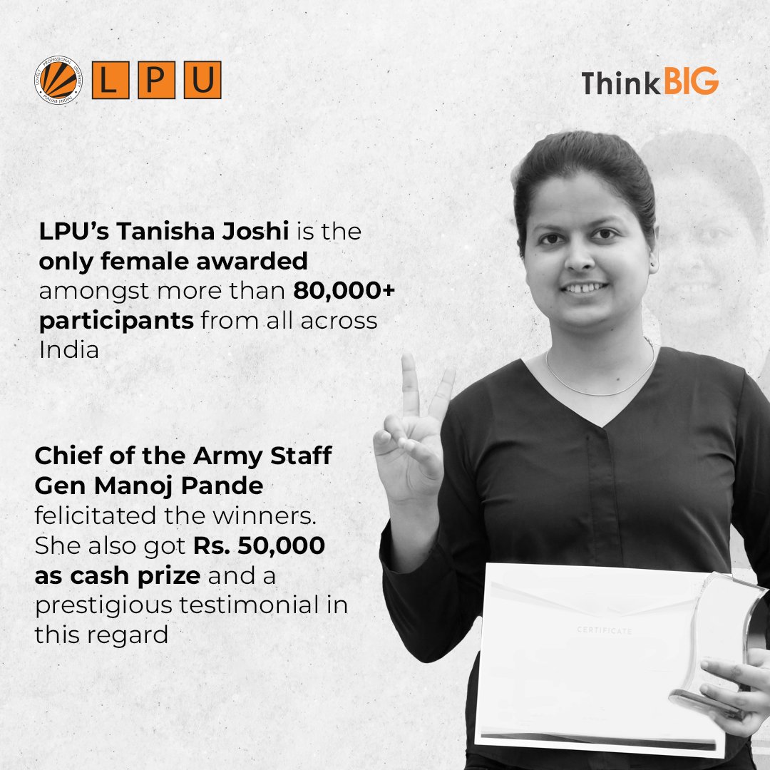 lpuuniversity's tweet photo. LPU Ph.D. student Ms. Tanisha Joshi has been honoured by the Indian Army for securing the Army's Wi-Fi Network!

#LPUForYou #LPUDiaries #LifeAtLPU #LPUStudentAchievements #IndianArmy #BestUniversity #ProudVerto #SaturdayThoughts #SaturdayMotivation #AchieveBIG #ThinkBIG https://t.co/WjMImgPsPV