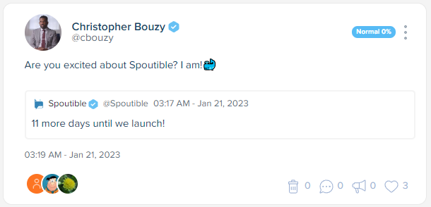 cbouzy's tweet photo. 🐳Some of you have asked about quoting, and the answer is yes, you can quote spouts. https://t.co/hfFdnf3iBl wouldn't be a viable alternative without the basic features we all love. I will tweet a complete list of day-one features later today. https://t.co/KY1lj4qgeH