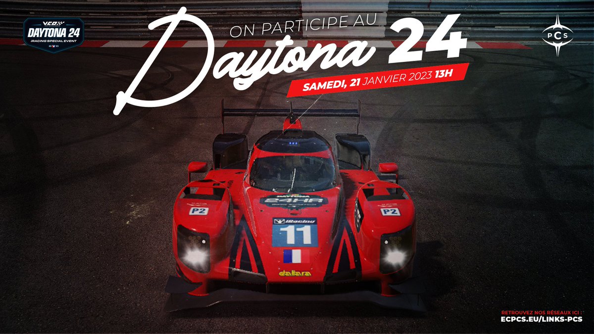🔴| #IRACING |⚫

🏆 Notre roster participe aux 24h de Daytona, une compétition majeure !

On leur souhaite bonne route ! ❤️
🏎️ <a href="/54Hartmann/">Zliba #7</a>
🏎️ <a href="/el_lokoho/">el_lokoho</a>
🏎️ <a href="/antoine19048244/">Antoine</a>
🏎️ <a href="/Overlake_/">Overlake</a>
👨‍💼<a href="/JustKingJB/">JustKingJB ™ (J.THOMAS)</a>
👨‍💼@Price6z

💻 twitch.tv/overlake_

#PCSFAMILY ❤️🖤