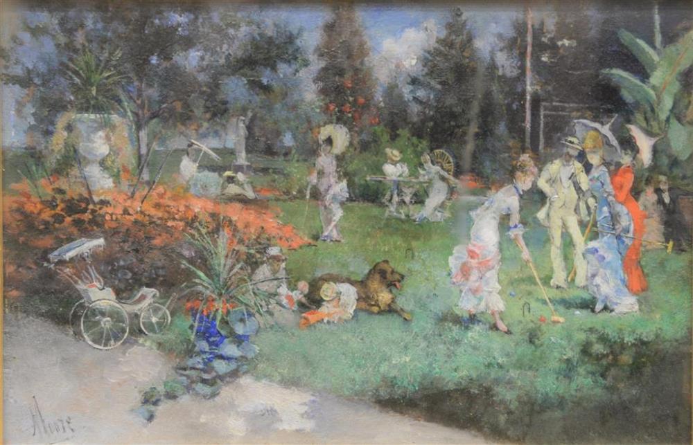 Harry Humprey Moore (1844 - 1926)
Partido de croquet en el jardín
#ArteYArt 
#SaturdayInArt 
#games #paintingminiatures