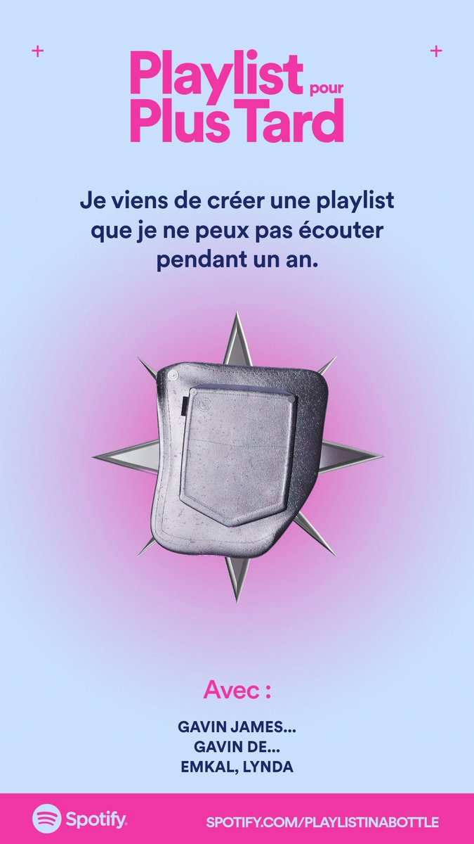 Matrix_Univers's tweet photo. Je viens de créer une capsule temporelle musicale que je ne pourrai ouvrir qu’en 2024.
Créez votre Playlist pour plus tard par Spotify : https://t.co/095DTEmhyb
#PlaylistinaBottle
https://t.co/KXwNdkEUHZ #capsuletemporel #musique #nouvelan2024 https://t.co/ZA5toDQ017