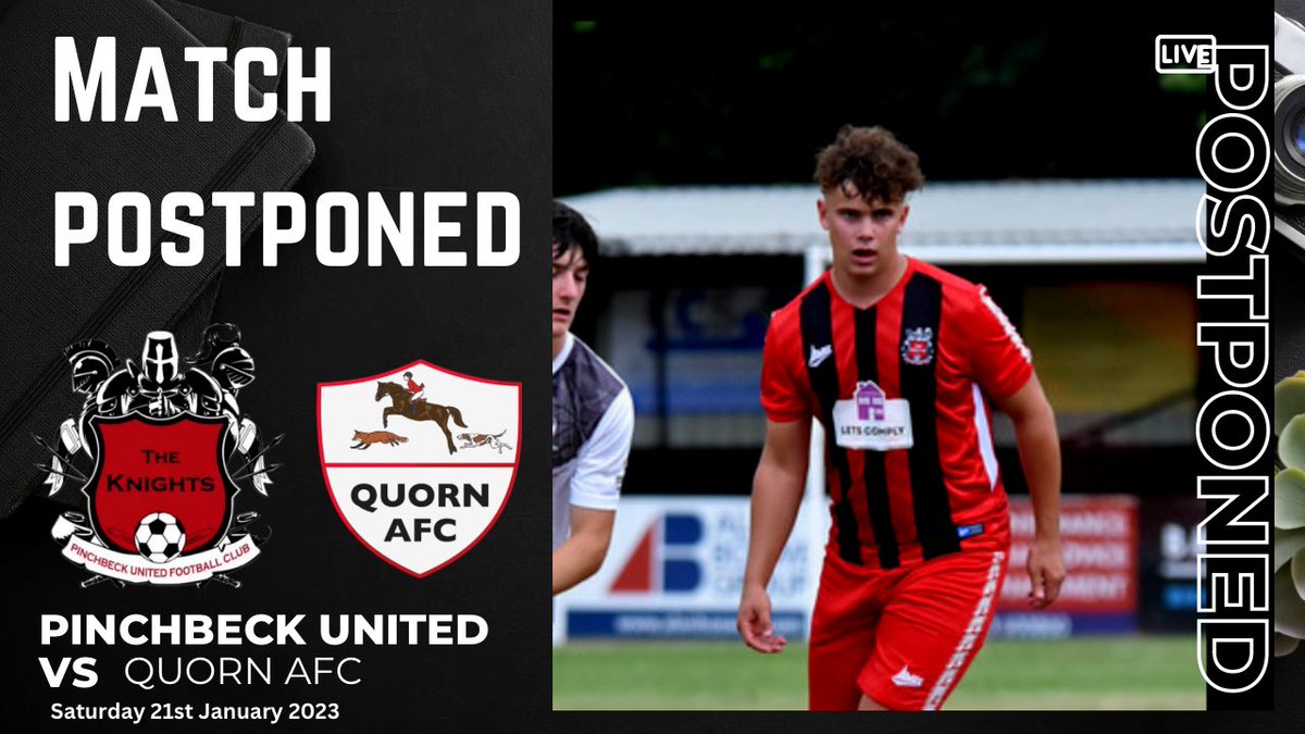 ❌🧊 MATCH POSTPONED 

Sadly today’s Pitch inspection at the Halley Stewart has fallen short for the second time within a week as todays Fixture with @QuornAFC has been postponed. 
#MATCHOFF