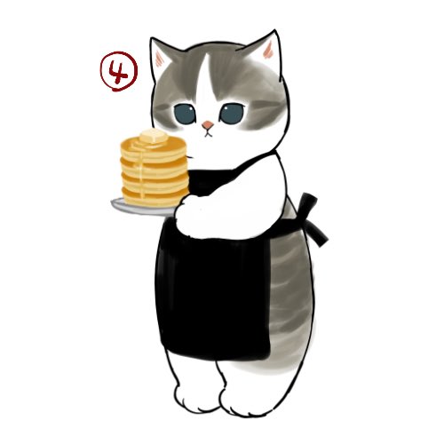 no humans black apron pancake food white background cat simple background  illustration images