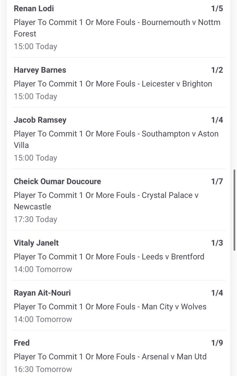 Onside_view's tweet photo. Getting in on the fouls action before the bookies tighten the market… 

£10 pays £47 on PaddyPower💰 https://t.co/AneXDa1vz3