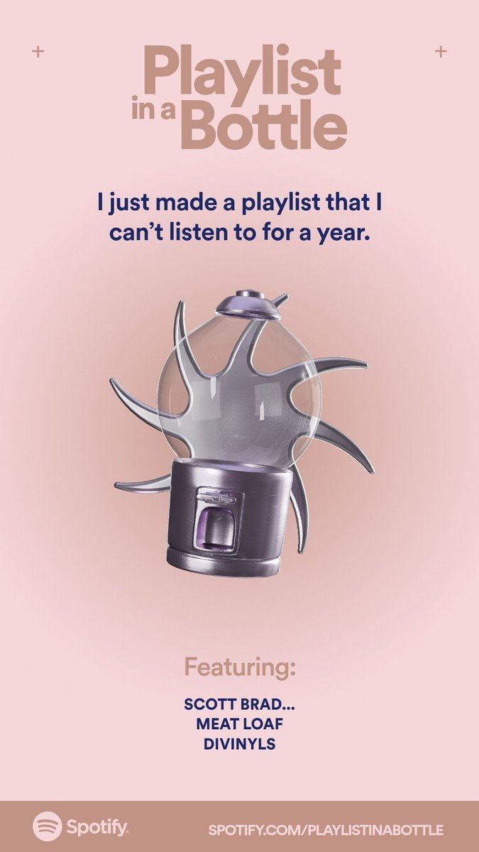 I just made a musical time capsule I can’t open until 2024.
Make yours with Playlist in a Bottle by <a href="/Spotify/">Spotify</a>: spotify.com/playlistinabot…
#PlaylistinaBottle
open.spotify.com/site/playlisti…