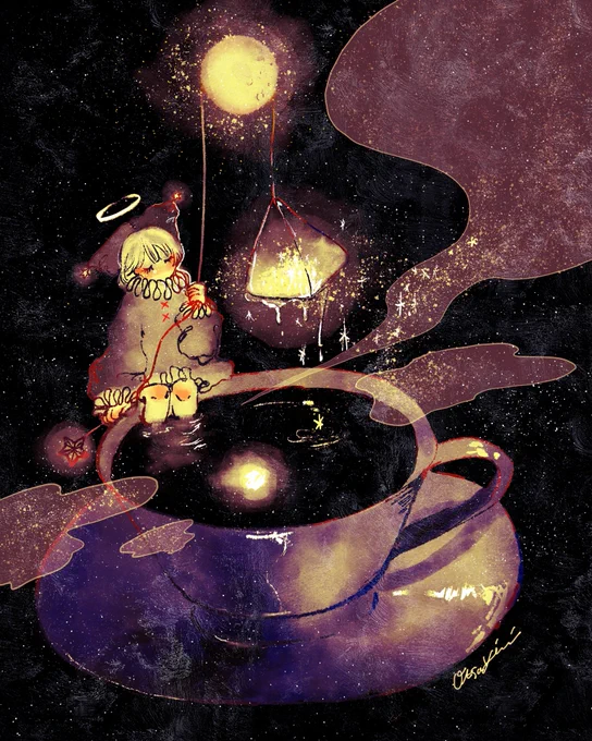 月モチーフ4枚揃いました#月モチーフで繋がる物語 #イラスト #illustrations 