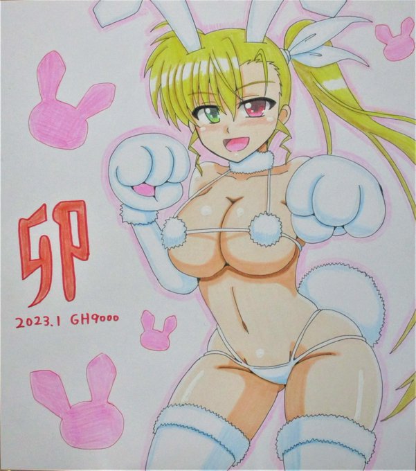 1月の色紙、えちえち白うさぎヴィヴィオ描きました!
ファイティングポーズ取ってます😊🐰 