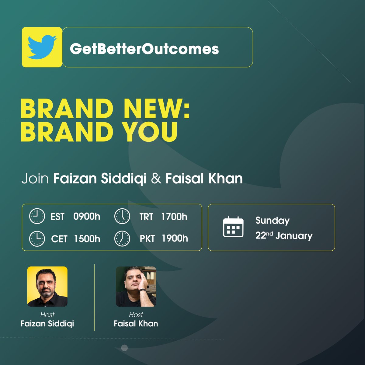 GBOxyz's tweet photo. Join @faizansiddiqi and @babushka99 this Sunday where the topic of discussion will be Brand New: Brand You.

Link to Twitter Space: https://t.co/7xFxDZ6iGB

#makemoney #makemoneyonline #podcast #gbo #getbetteroutcomes #earnmoney #makemoneyonlinenow #earnmoneytoday https://t.co/ZpKhQYS6Ev