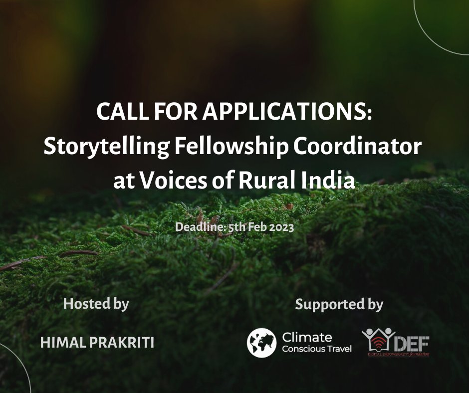 shivya's tweet photo. OPPORTUNITY ALERT: We're launching what might be India's first fellowship for rural storytellers - and looking for someone to move to Munsiyari (Uttarakhand) to drive it. Stay, food and stipend included: https://t.co/zDI7pgzd2l 

Please spread the word! #india #storytelling https://t.co/6YD6WJ7QwK