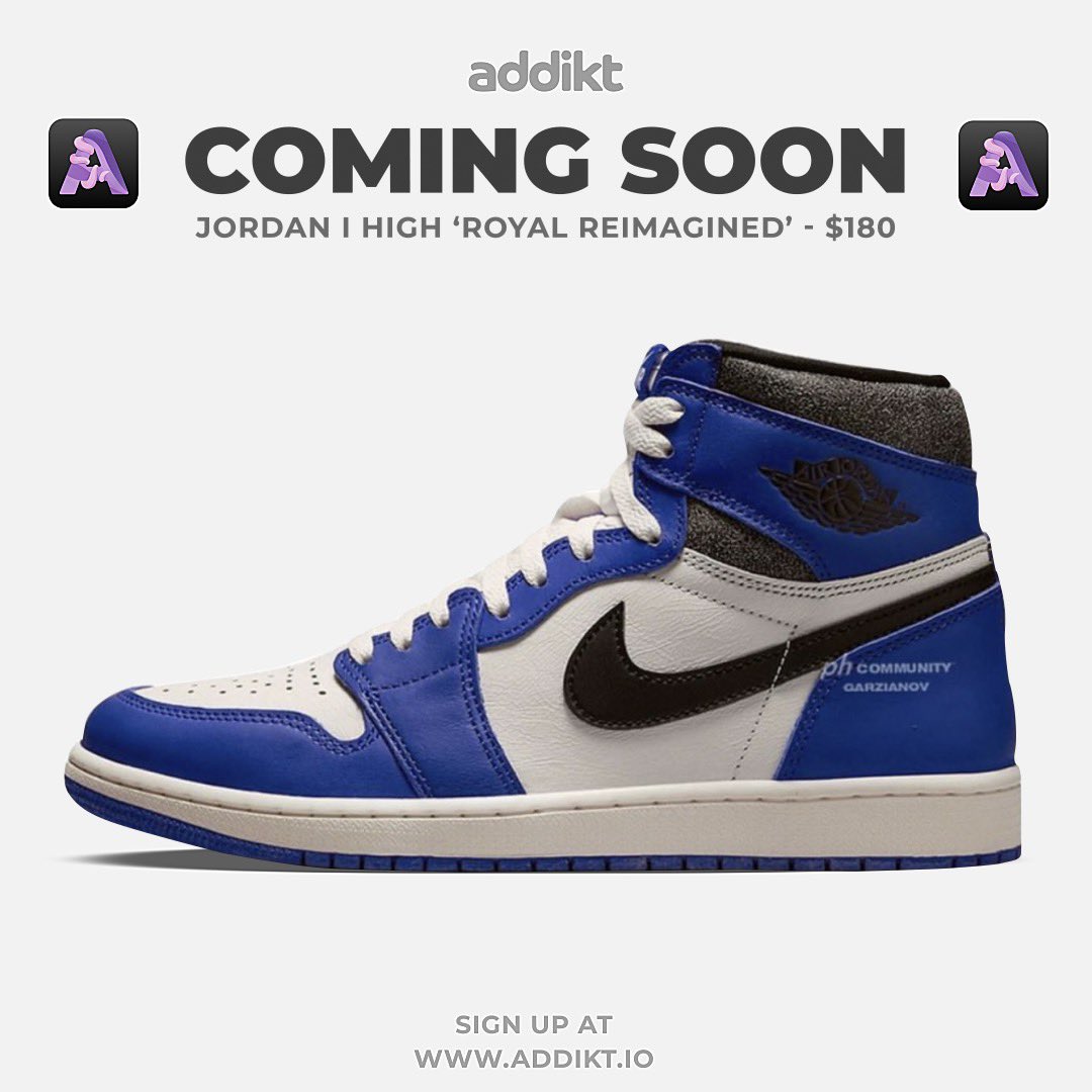 Jordan 1 High “Royal Reimagined” expected to release later this year!
-
Sign up for Addikt 3.0 at Addikt.io or click the link in our bio.