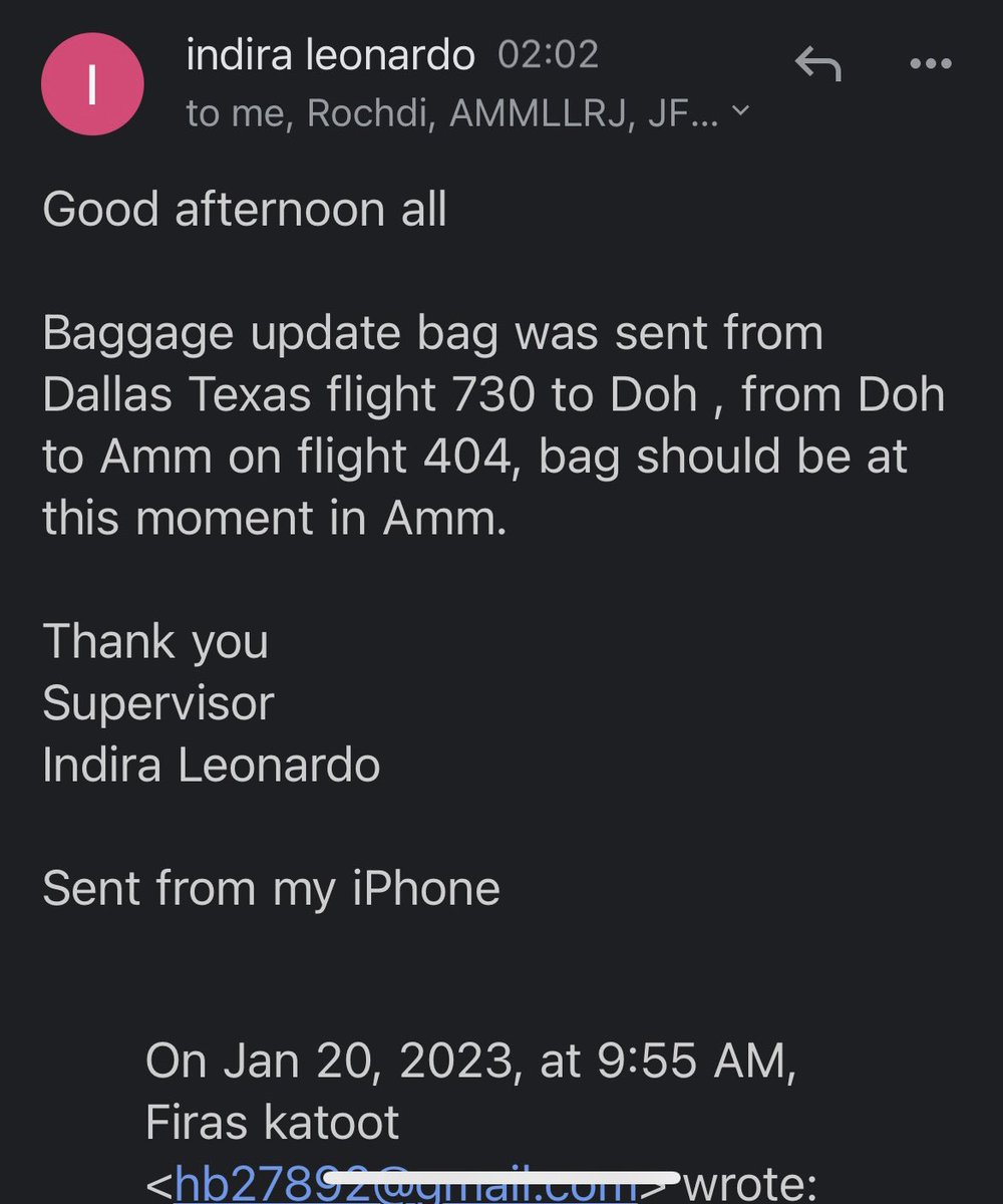 erika1213's tweet photo. What a joke @RoyalJordanian our bag went from Nyv to Washington to Dallas meanwhile we were on direct flight to from jfk to amman and still no bag after two weeks. What a joke https://t.co/M1WfPjvJKK