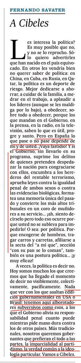PabloDominguezM's tweet photo. La columna de @Savater_ en el @el_pais. Brillante. 
#Cibeles21E https://t.co/mtfoFBxZ3K