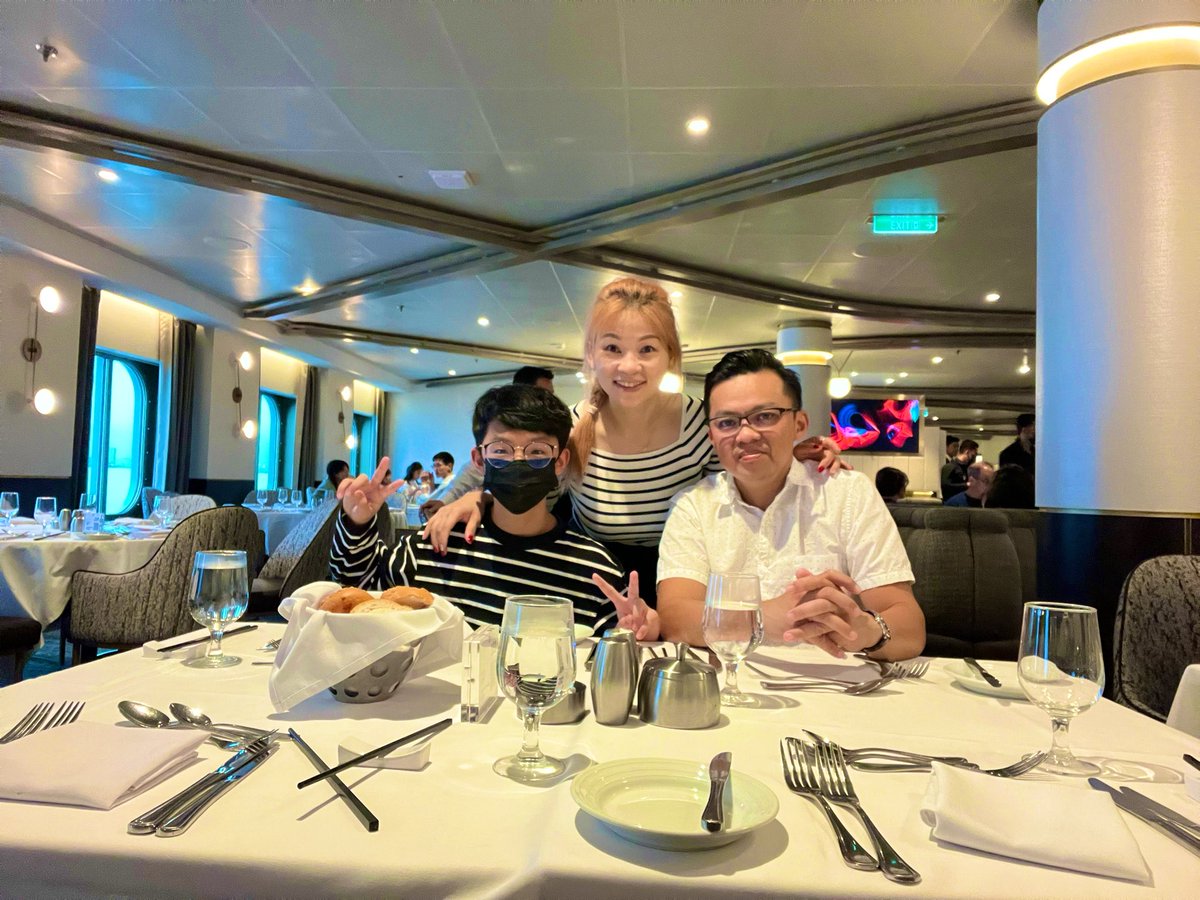 Having a fancy dinner on the second day on the cruise :p