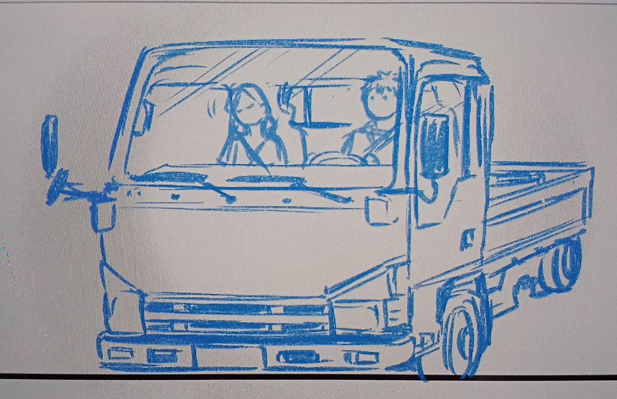 下書きトラック編。外観より座席がよく解らない…雰囲気で乗り切ります。#りんご畑恋 