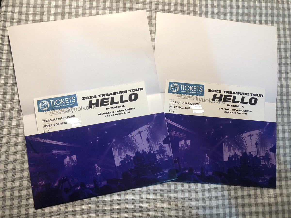 kyuolacafe's tweet photo. [ wts | lfb - treasure hello in manila tour ]

2 pcs upper box, row e seat 1 &amp; 2
╰ ₱7000 each
╰ with sm online fee &amp; membership code fee 

- can do meet up in sm dasma or moa (tom only)
- payment upon meetup
rfs: extra tickets

#HELLOinManila #TREASURE https://t.co/X3bF1vAQ5L