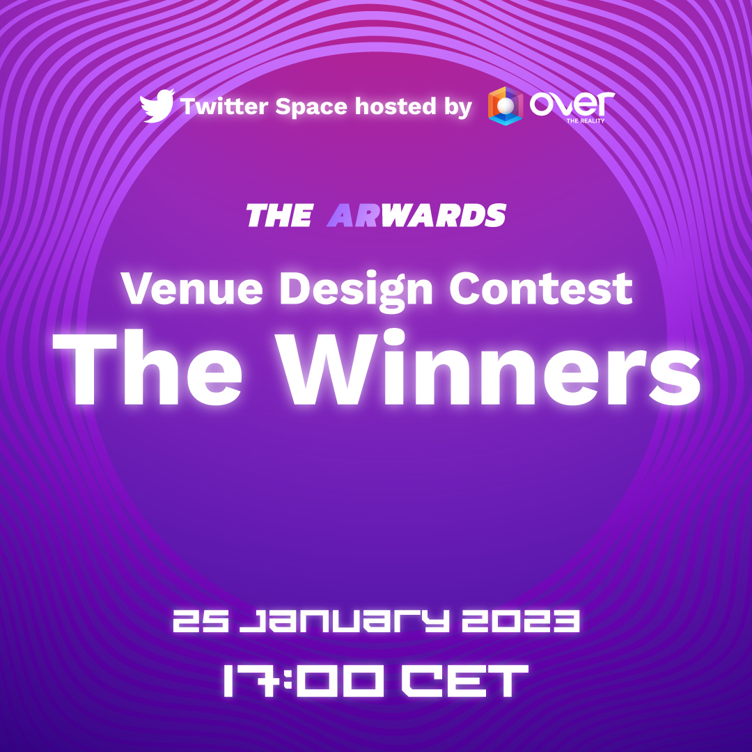 OVRtheReality's tweet image. Who are the winners of the ARwards Venue Design Contest?🤔

Find out on Wed. Jan 25, @ 5 PM CET‼️

Join our Twitter Space along w/ our panel judges:
@TheLandVault
@MetahoodXYZ
@metamundo_co
@PangeaDAO
@ParcelNFT
@sandstormmeetup
@spacesdao

Set reminder⬇️