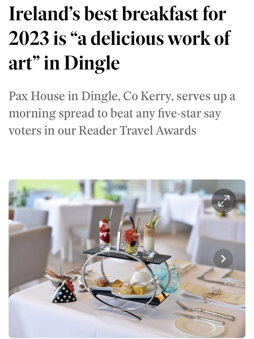 Ireland’s best breakfast for 2023

#1 Pax House, Dingle, Co. Kerry #2 Castlewood House, Dingle, Co. Kerry

independent.ie/life/travel/aw… <a href="/Indo_Travel_/">Independent Travel</a> @ExperienceKerry