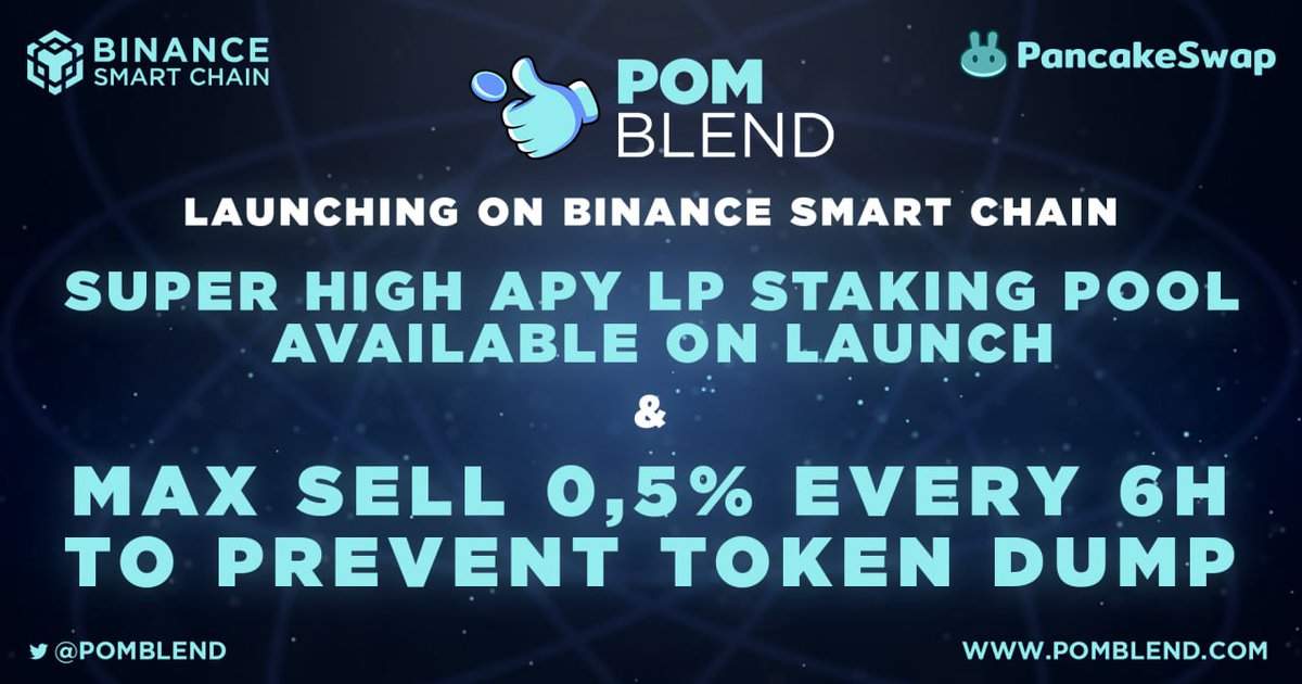 Dear Pomblenders, We're pleased to announce that our super high APY LP Staking Pool will be available right at launch! 💥 Stay tuned for tomorrow's launching on BSC at 16:00 UTC! 🔥 LFG Pomblenders! 🔥🔥🔥