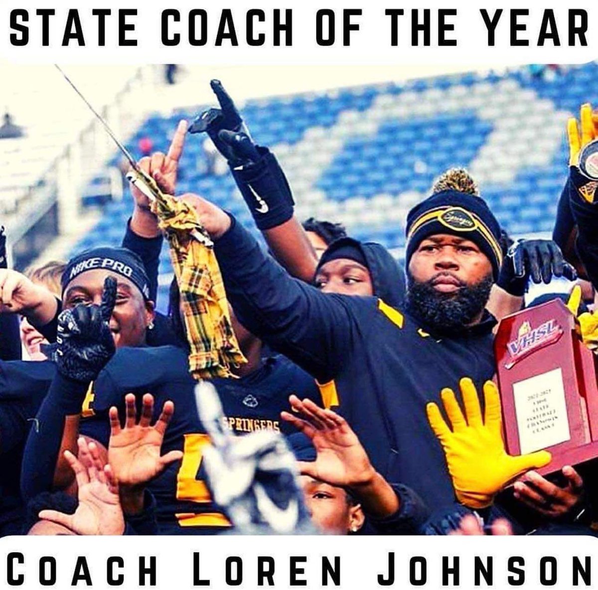 VaEducatorWJC's tweet photo. Proud to have worked with @Coach_LJ_ on his staff for his first few seasons @WeAreHSHS. The 5 state championships speaks for itself, but the great young men he is mentoring means so much more that carries on well beyond football. @DSACoachHlee_4 @TFerrellJr3 https://t.co/7oGryYlUo2