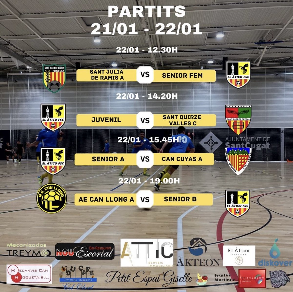 Ús presentem els partits del cap de setmana!
Som-hi ático 💪🏻💛🖤💛🖤