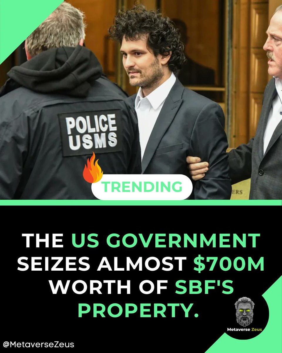 MetaverseZeus's tweet photo. According to CNBC, US Federal Prosecutors have taken nearly $700 million worth of Sam Bankman-assets.
#sbf #sambankmanfried #ftx #ftxsbf #robinhood https://t.co/MauVmHRBUp
