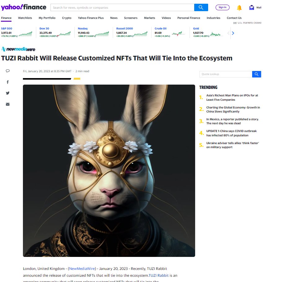 $TUZI press release is out. Over 500+ articles released! 

#TUZI finance.yahoo.com/news/tuzi-rabb…