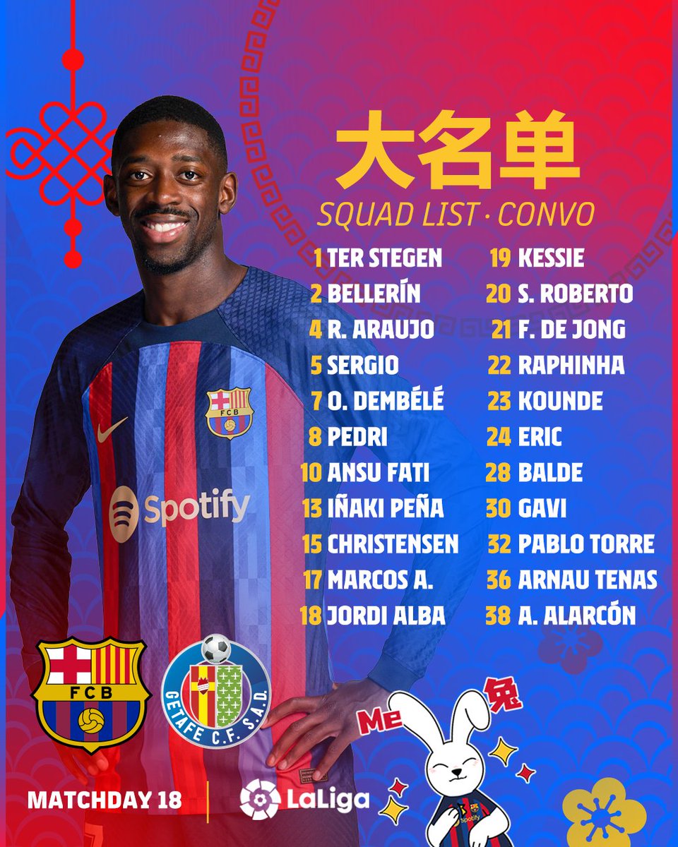 🚨 𝗖𝗢𝗡𝗩𝗢𝗖𝗔𝗧𝗢̀𝗥𝗜𝗔 #BarçaGetafe