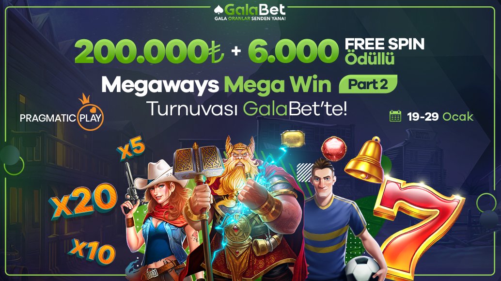 📢 Megaways Mega Win Part 2 Turnuvası En Şanslı 250 Kişiyi Arıyor!
 
Pragmatic Play'in GalaBet'e özel düzenlediği 200.000₺ + 6.000 Free Spin ödüllü Megaways Mega Win Part 2 Turnuvası'na katılmak için hemen tıklayın galalink.io/sosyal 🎁

♠️ Gala Oranlar Senden Yana!
