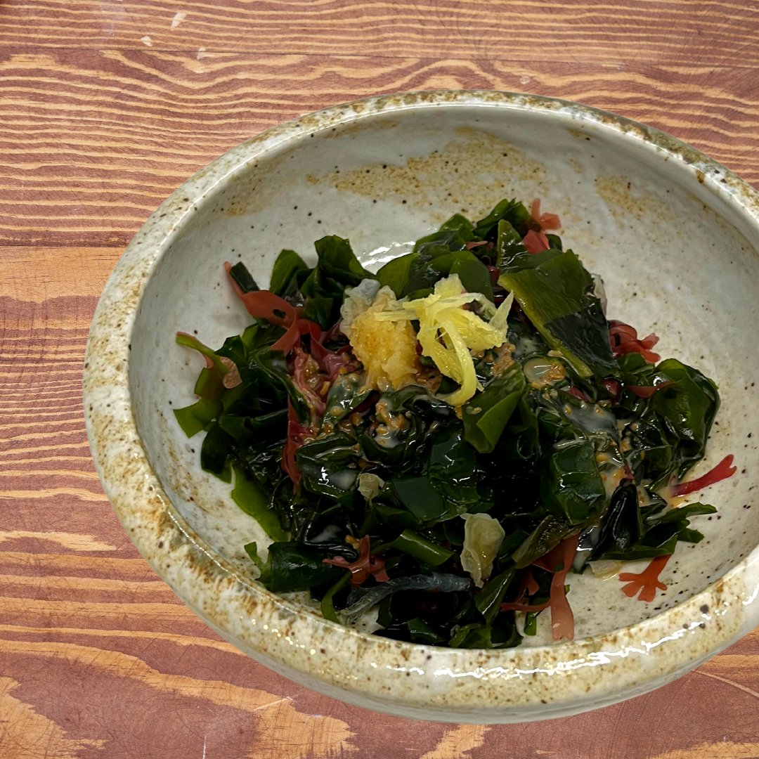 If you're after a light fresh starter, #seaweedSalad might be the one. A colourful array of wakame, red chondrus, red suginori, blue suginori, wakame stem, silver ear and agar served with sesame yuzu dressing. Bonus is that seaweed contains lots of vitamins and minerals!