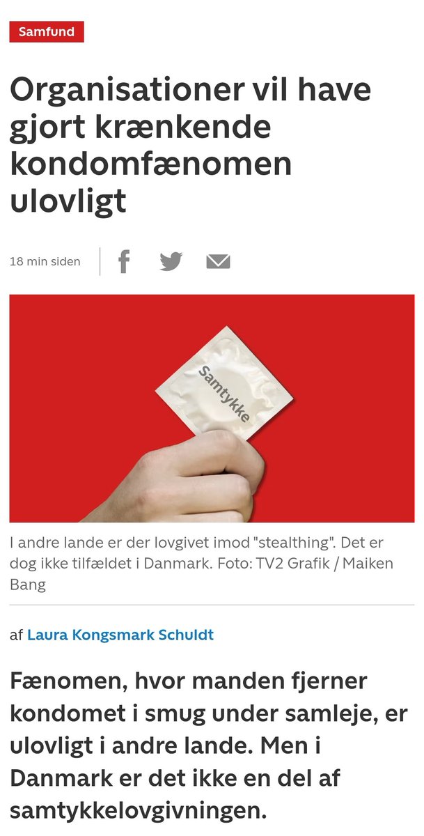 Det skal gøres ulovligt at tage kondomet af/undlade at tage det på  hvis man har aftalt at samleje er med kondom

Når vi ikke har kriminaliseret #stealthing er det ligegyldighed overfor ofrene og samtidig legitimerer det overgreb

ESPD har udtalt sig her:

nyheder.tv2.dk/samfund/2023-0…