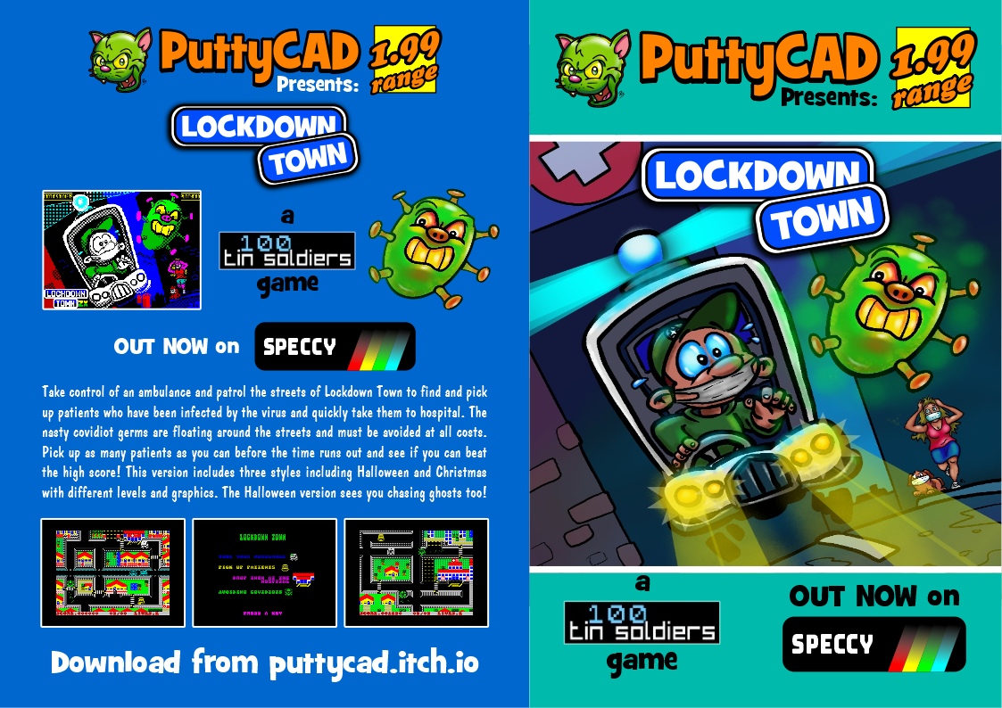 Puttycad Presents: Lockdown Town a 100TinSoldiers game - OUT NOW for the ZX Spectrum at puttycad.itch.io - #puttycad #100tinsoldiers #ZXSpectrum #retro #retrogames #gamedev #indiedev  #screenshotsaturday #LockdownTown #LockdownTownZX
