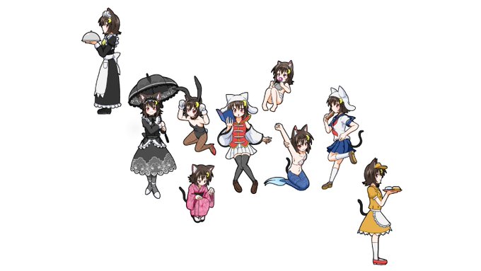 ちょっとずつ増えていくコスプレ三日月ネコ 