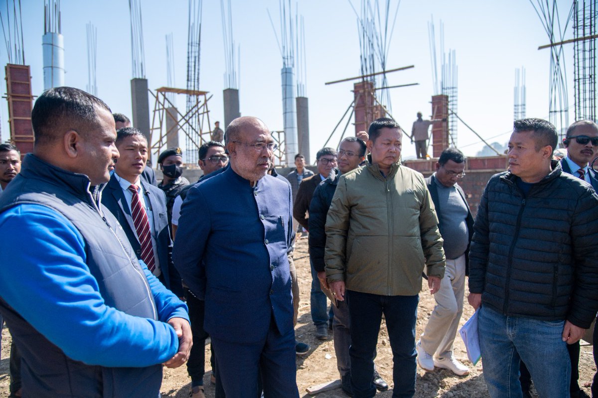 NBirenSingh's tweet photo. Inspected the ongoing construction of the State Haj House at Lilong Turen Ahanbi, Kaleikhong. 
The Centre would not only provide accommodation but also impart training for the Haj Pilgrimage. The state government has been providing assistance &amp; support to the Muslim community. https://t.co/xYEVj4UGzg