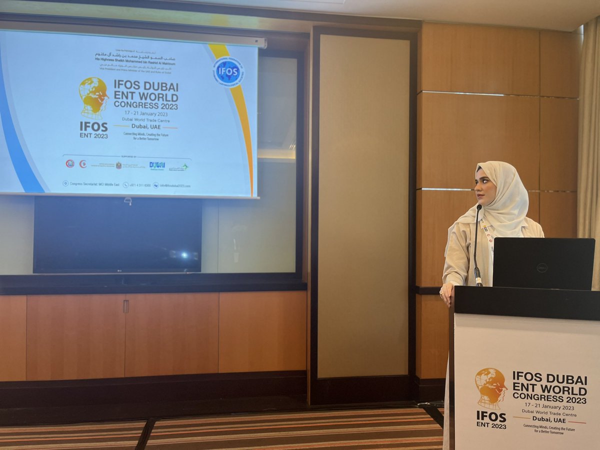 DaliaHamdan_'s tweet photo. اخيراً، شاركت كمُتحدثة بتقديم عرض شفهي في مؤتمر الإتحاد الدولي لأطباء الأنف والأذن والحنجرة و الذي يُقام كل ٤ سنوات حول العالم، و لأول مرة يُقام في الشرق الأوسط- دبي (IFOS 2023) 

Glad to be part of this great assembly with all ENT experts @Ifos2023 https://t.co/2RU1Qs1ltg