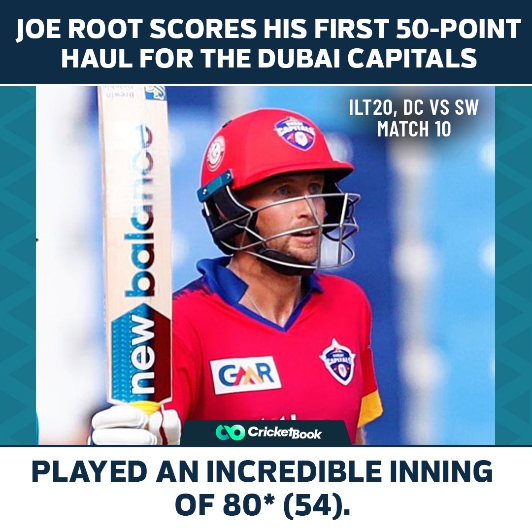 Joe Root had a brilliant knock in the first inning for the Dubai Capitals.

#CricketBook #ILT20 #DCvsSW #DPWorldILT20 #SoarHighDubai #CapitalsUniverse #WeAreCapitals