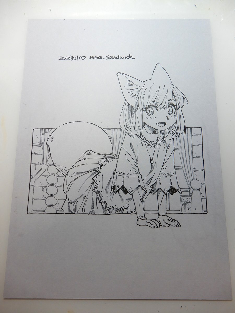 線画。ここまでは外出先で描いてます。 