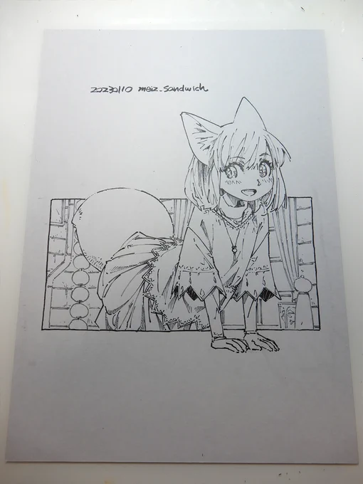 線画。ここまでは外出先で描いてます。 