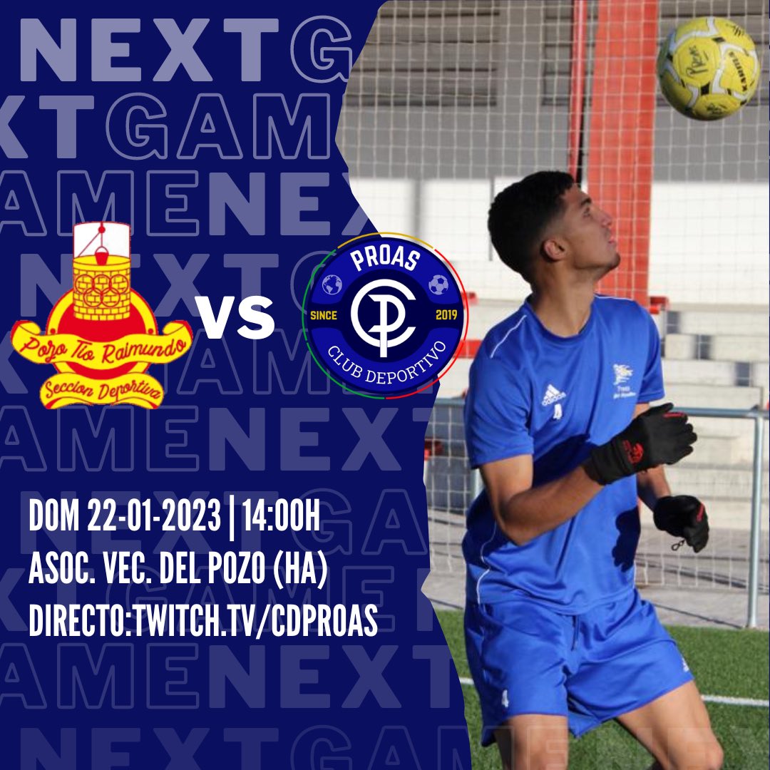 cdproas's tweet photo. 📣 PRÓXIMO PARTIDO 📣
¡Os esperamos para esta jornada 13!
🆚 SECCION DEPORTIVA DEL POZO 'B'
🏟 ASOC. VEC. DEL POZO
⏰ 14:00hrs 🇪🇸 || 06:00 hrs 🇨🇦
🎥 Míralo en directo por https://t.co/tqmBb5Pghi
.
.
.
#SomosProas #game #futbol #madrid #RFFE https://t.co/PvCZx1InJs