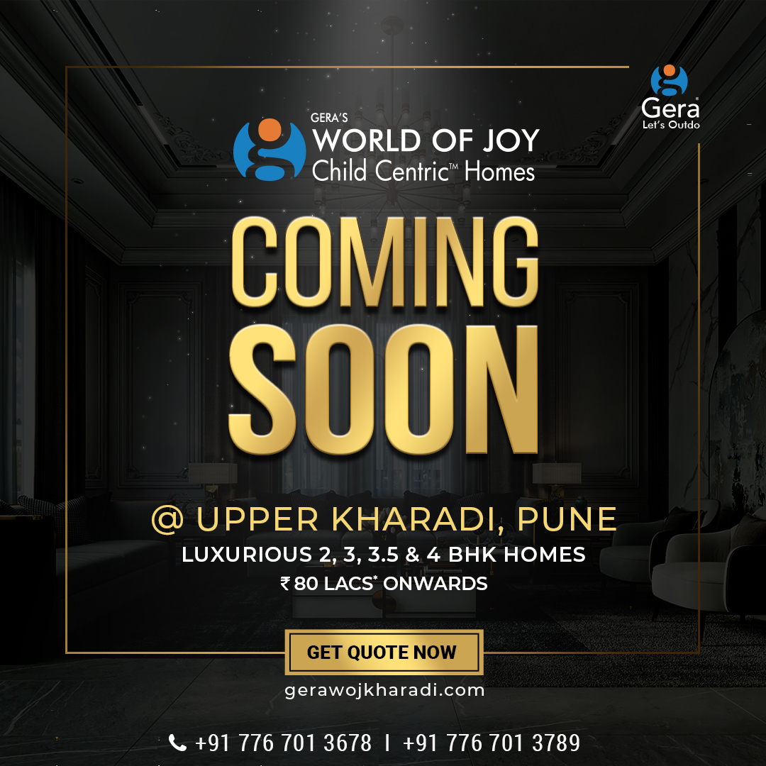 Gera’s World Of Joy presents luxurious 2,3,3.5 & 4 BHK homes at Ubale Nagar, Kharadi, where nurturing your little ones and giving them unmatched opportunities to prosper are paramount. 
#comingsoon #new #newproject #luxury #home  #realestate #luxuryresidence #gera #propmarkrealty