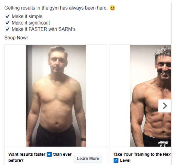 IstvanicMarin's tweet image. Facebook Ad Carusel Hack
> Before and After
Being in the health, beauty, or supplement industry it’s often hard to show before and after images
But, here's the trick
> use the “before” image on the 1st card, and
> “after” image on the 2nd card