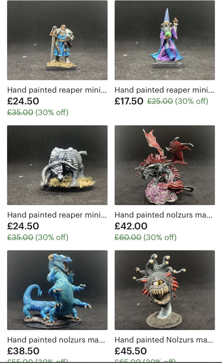 KoboldStarPaint's tweet photo. Still lots of minis available at 30% off until January 31st, only one of each available so get them cheap while you can https://t.co/Y4h0XDd8zm #januarysale #etsy #miniaturepainting #dnd #dndminiatures #dndminis https://t.co/Ku3Zxt1A9w
