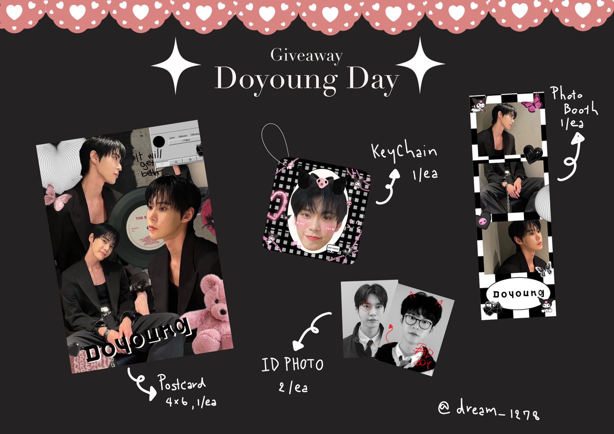 dream_1278's tweet photo. Pls,rt

꒱☁️Giveaway Doyoung Day!🐰⸝⸝⸝

ミ 14set only ミ

Postcard 1ea
Keychain 1ea
Id photo  2ea
Photobooth 1ea

🛒ค่าส่ง 30฿ 

Form: 29/01 ♡꒱
#happydoyoungday #nct #nct127 
#kimdoyoung https://t.co/QpJ90UHiK1
