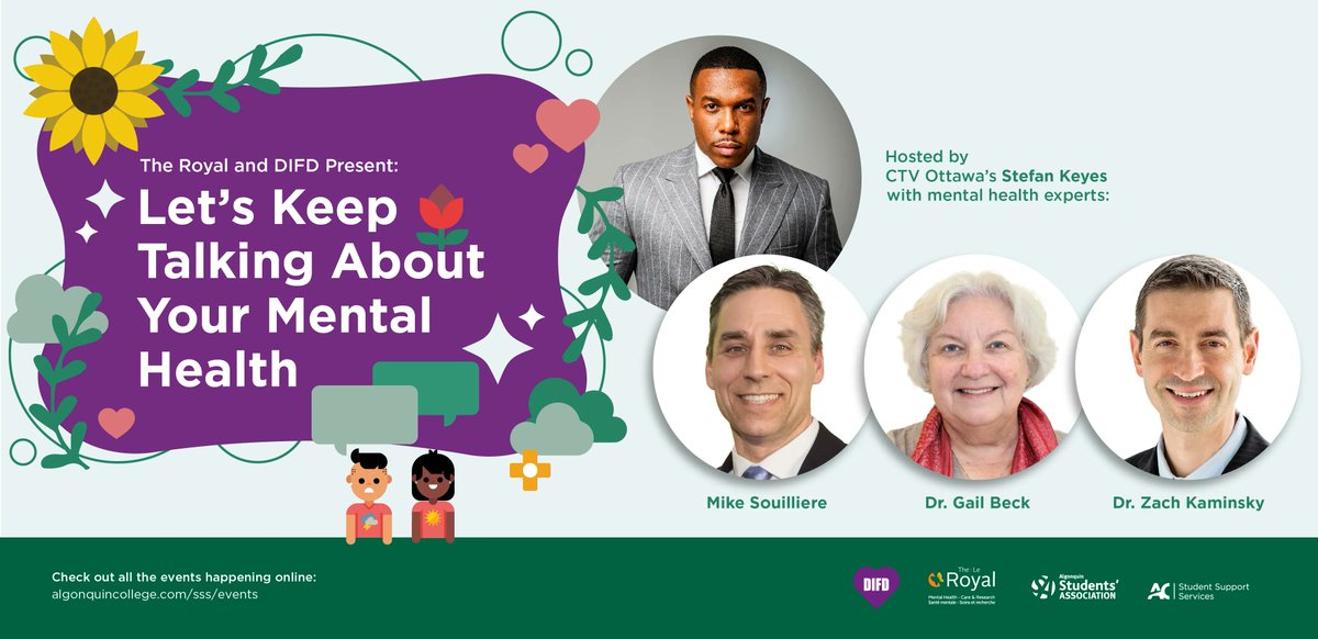Don't miss this special information session — from experts at <a href="/TheRoyalMHC/">The Royal</a> — on how to best look after your mental health and help others!

🎙️Host: <a href="/Stefan_Keyes/">Stefan Oliver Keyes</a>
📅Wednesday, January 25
⏰12-1 p.m. (Doors 11:30 a.m.)
📍 <a href="/AlgonquinColleg/">Algonquin College</a> Commons Theatre
🎟️theroyal.ca/LetsKeepTalking