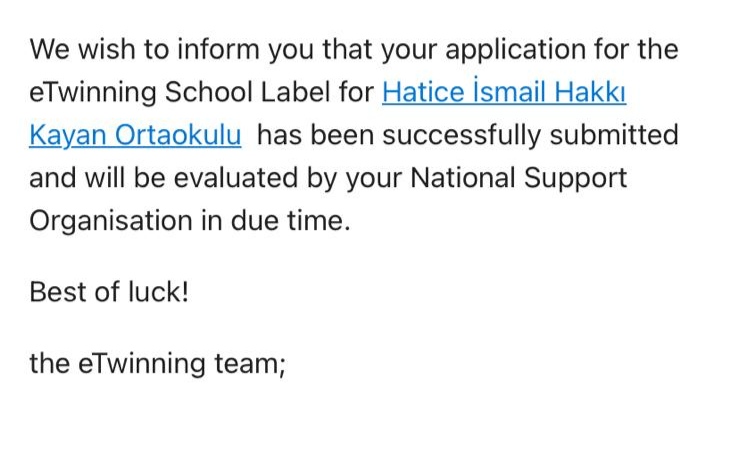 Okulumuz eTwinning Okulu başvurusunda bulunmuştur. <a href="/BozlakAyse/">AYŞE BOZLAK</a> <a href="/MudanyaMem/">Mudanya İlçe Milli Eğitim Müdürlüğü</a>