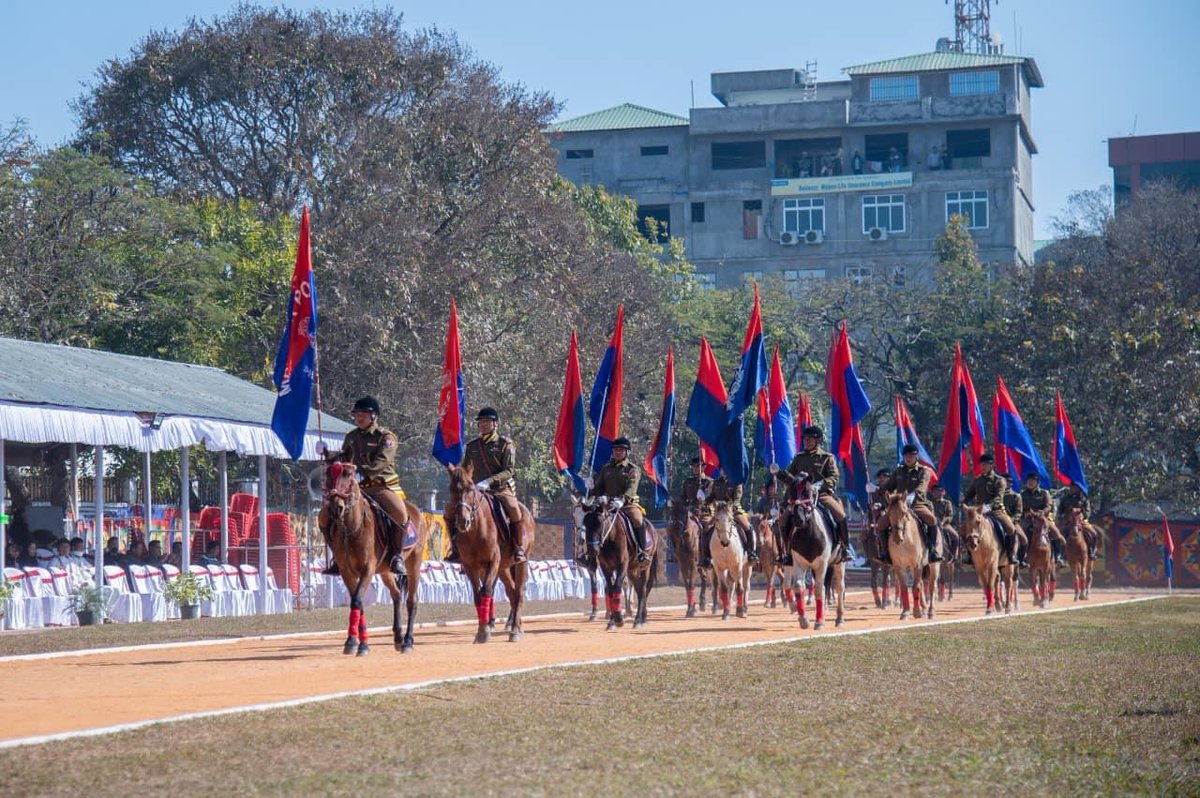 BJP4Manipur's tweet photo. The 51st Statehood Day was celebrated at 1st MR Parade Ground today with a full marching parade. Hon'ble CM Shri @NBirenSingh attended this auspicious celebration. 

@BJP4India @narendramodi @JPNadda @sambitswaraj @AShardaDevi https://t.co/K2T3pOzrVd