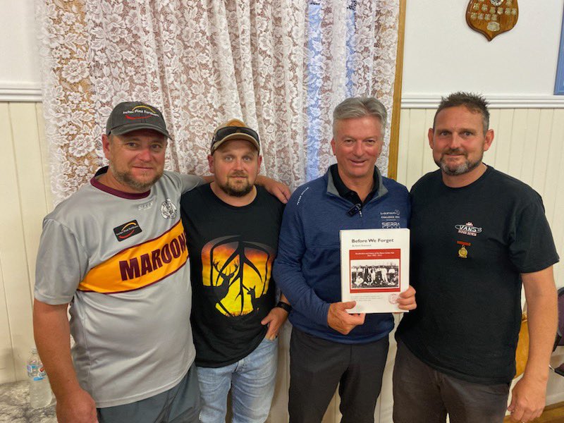 Had the pleasure with my brothers tonight of presenting Steve Waugh a book my dad wrote about the <a href="/RCCMaroons/">Riana Cricket Club</a> .Dad loved Steve and he would of been proud as punch. #Maroons #starstruck #topbloke