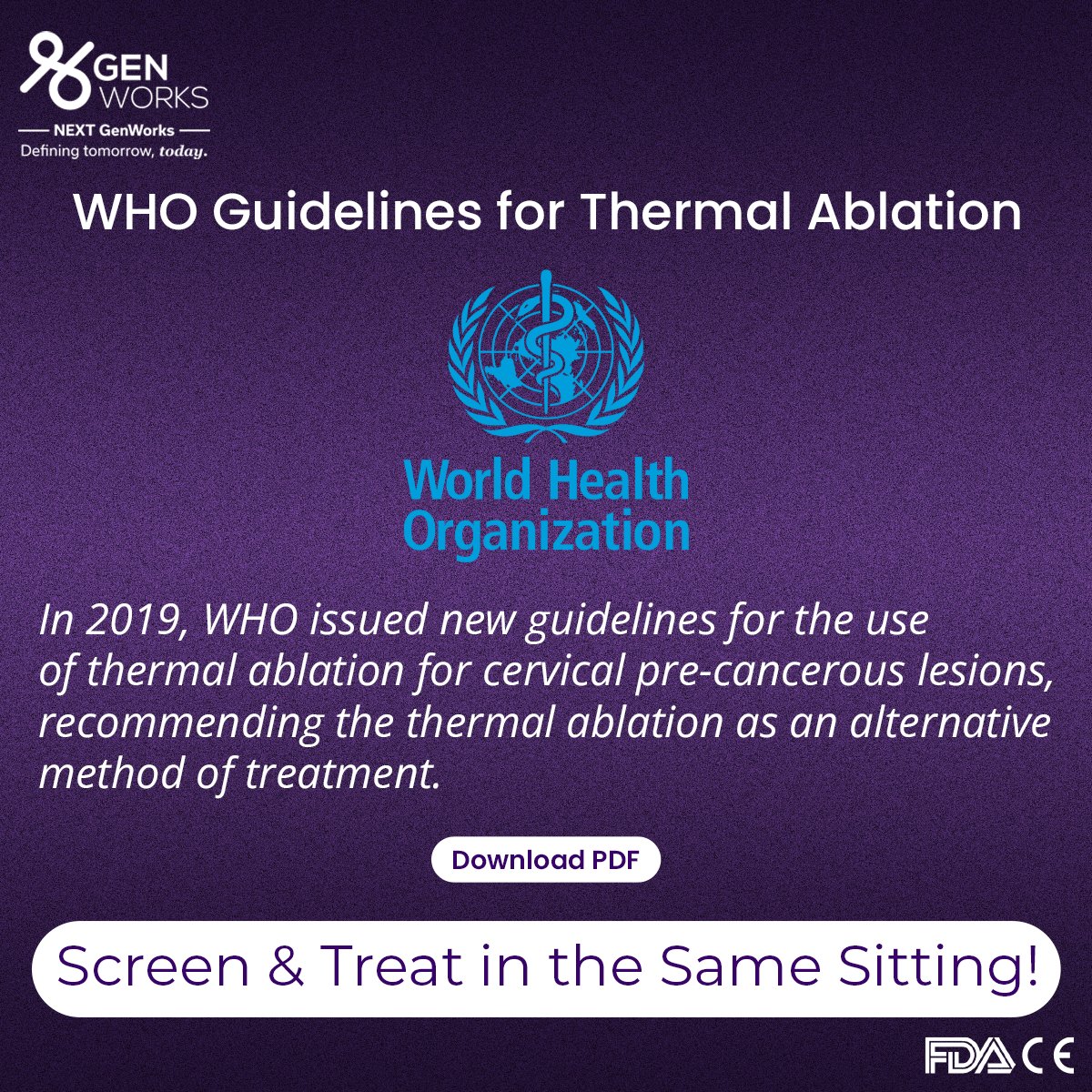GenWorksHealth's tweet image. WHO guidelines for the use of thermal ablation. 
Let’s stay aware.
Read the publication: hubs.li/Q01yQvr10

#GenWorks #WHOGuidelines #Thermoglide #ThermalCoagulation #ScreenandTreat