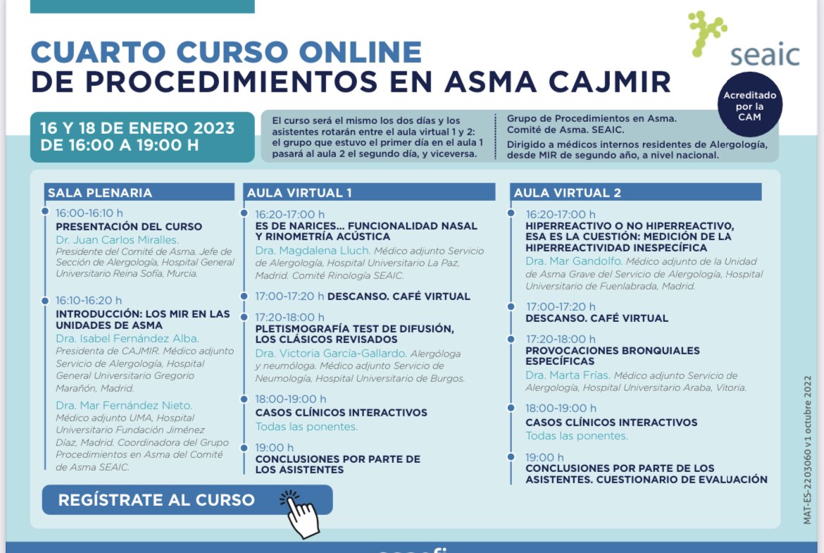 Residente #alergia de primero a cuarto año, alergolog@ que te interese , enfermería , os esperamos lidias 16 y 18 enero Ya tenemos 150 inscritos!! #ProcedimientosenAsma <a href="/SEAIC_Alergia/">SEAIC</a> <a href="/CAJMIR_SEAIC/">CAJMIR</a>  <a href="/SanofiES/">Sanofi España</a>